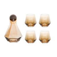 Carafe en cristal de diamant en verre sans plomb, bouilloire à eau, pichet avec couvercle en bois et tasses, soufflé à la bouche, ensembles modernes pour le café et le thé