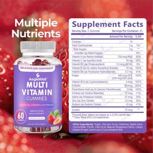 AegleWell Gomitas multivitamínicas para adultos 22 extractos de vitaminas y minerales que incluyen gomitas envasadas en ABCD y zinc - Product Image 3