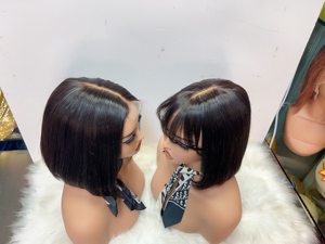 Perruque Courte <span class=keywords><strong>Bob</strong></span> 13x4 360 HD Lace Front Glueless Pré-Plucked Remy Human Hair avec Mèches Style Célébrité – Vente en Gros - Product Image 3