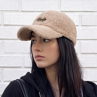 Gorra de béisbol de PVC de 6 paneles transfronteriza, cálida, bordada, ajustable, para hombre y mujer, elegante, versátil, de felpa, para otoño e invierno, para exteriores.