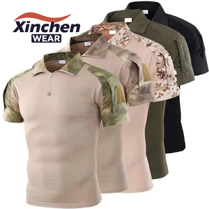 Nhà Máy Bán Buôn Giản Dị Polyester Cotton Ngắn Tay T-Shirts Ngụy Trang Rừng Thăng Hoa Polo Áo Sơ Mi - Product Image 1
