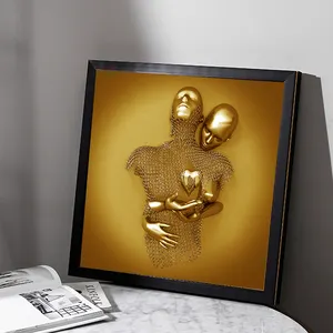 Luxus abstrakte goldene Skulptur Umarmen Sie Ihr Herz Wandbilder Leinwand Malerei für Wohnkultur Cuadros Wohnzimmer Dekoration