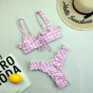 Trajes de Baño OEM/ODM al por Mayor, Bikini de Dos Piezas con Tirantes Cruzados, Push-Up, Fruncido, con Aros, de Secado Rápido, de Lujo, para Mujer - Product Image 4