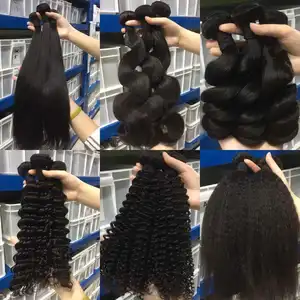 Grosir Profesional Rambut Gadis Ekstensi Rambut Murah Jalinan Bundel Rambut Manusia Peru dan Brasil