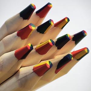 Sechseckige Naturholz-Buntstifte Regenbogen-Mischfarben Großer Schaft Individuelles Logo Stückweise Verkauft FSC ISO EN71 Zertifiziert - Product Image 4