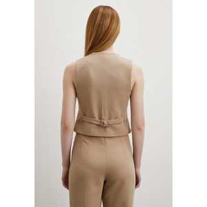 Chaleco con Copas Forradas para Mujer, Color Beige, con Cinturón - Product Image 1