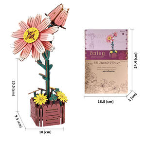 Kit de bricolage en carton écologique pour puzzle 3D, rose en papier, jouet d'assemblage, vente en gros disponible pour cadeau éducatif - Product Image 3