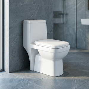โถสุขภัณฑ์แบบสองชิ้น Twyford Style Aqua สีขาว เซรามิก ระบบ S-Trap แบบ Washdown พร้อมฝารองนั่งไม้แบบเลื่อน - Product Image 6