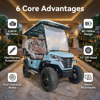 Voiturette de golf électrique tout-terrain homologuée pour la route, 4 places, moteur AC 4,0 kW, batterie longue portée, 35 km/h, 90 km d'autonomie, pour ferme, ranch, villa