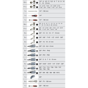 ชุดเครื่องมือที่ครอบคลุม3/8 ''ชุดซ็อกเก็ตและอุปกรณ์เสริมสำหรับความลึกที่หลากหลายเหมาะสำหรับการใช้งานที่หลากหลาย - Product Image 2