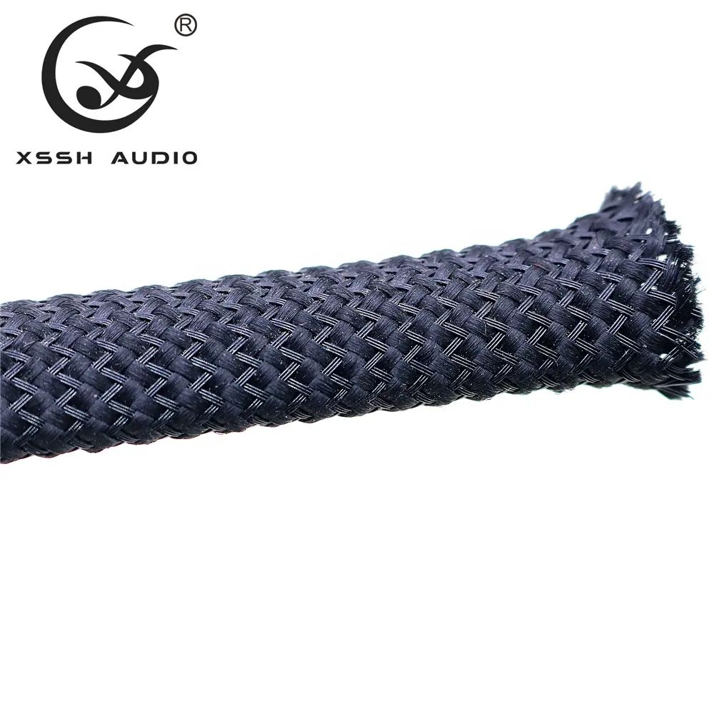 8mm 15mm 20mm 25mm vendita calda YIVO XSSH HIFI flat flessibile PET + cotone allungabile tessuto nero manicotti per cavi audio