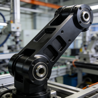 Boîtier d'actionneur robotique en aluminium anodisé noir, usinage CNC 5 axes pour l'automatisation
