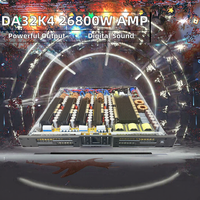 Amplifier DJ Class-D 4 Saluran DA32K4 26800W, Amplifier Daya Tinggi 4 Kanal, Amplifier Subwoofer 2 Ohm