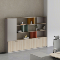 Meuble de rangement de bureau personnalisé série LEADCOM G-FN182, armoire de classement modulaire en bois, meuble de rangement décoratif pour bureau