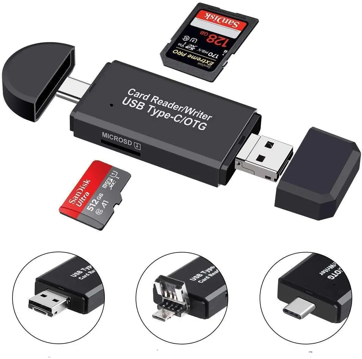 USB 2.0 3.0 OTG 3 in 1 Type - C Card Reader All in One Card Reader