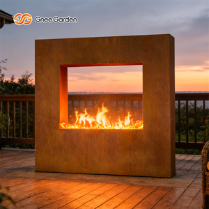 Square Corten Steel Gas Firepit Outdoor Square <strong>Table</strong> Gas <strong>Fire</strong> <strong>Pit</strong> - Product Image 1