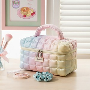 Sac de voyage multifonctionnel portable en polyester léger, style coréen, avec fermeture éclair à motif diamant et poignée souple, couleur dégradée personnalisée - Product Image 3