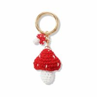 EDGE Porte-clés en forme de champignon tissé à la main, breloque champignon en crochet, pendentif mignon, breloque de sac tendance pour femmes