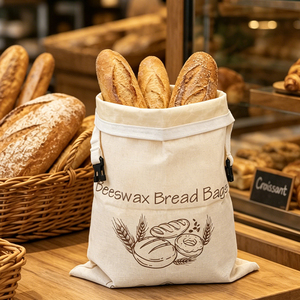 Sac en tissu réutilisable pour le stockage des aliments et du pain, en faux lin ou coton, lavable, avec revêtement en cire d'abeille, pour garder les produits frais - Offre Spéciale - Product Image 1