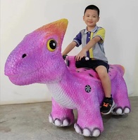 Voiture à chevaucher dinosaure réaliste double place personnalisée, avec structure en acier robuste, animatronique pour parc d'attractions