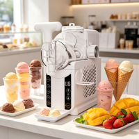 Machine à glace molle avec compresseur intégré, sans précongélation, mini machine à yogourt glacé et sorbet de comptoir, machine à cornets de glace