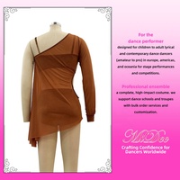 Robe de danse lyrique asymétrique moderne MiDee pour femmes adultes, jupe longue fendue à une manche, coupe asymétrique, avec soutien-gorge et culotte en velours inclus
