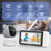 Moniteur bébé WiFi Tuya 5 pouces 1080P avec batterie 3000mAh, détection de température et d'humidité, alarme de pleurs et de mouvements, berceuses, caméra de sécurité pour bébé