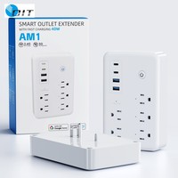 Multiprise américaine avec voyant lumineux, interrupteurs séparés, charge rapide USB-C PD 20W, certifiée PC V0 FCC, OEM