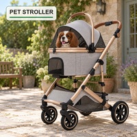 Poussette pour animaux de compagnie gris pour chiens et chats avec cabine amovible, cadre pliable et roues en EVA pour les promenades dans le quartier