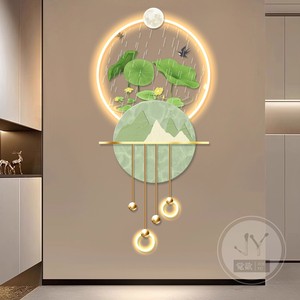 Decorazione Artistica per Corridoi di Ristoranti, Illuminazione di Lusso, Quadro in Cristallo e Porcellana con Piante Verdi, Luce LED, Dipinto ad <span class=keywords><strong>Acqua</strong></span> - Product Image 3
