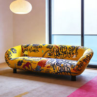 Canapé en tissu moderne avec graffitis, imprimé coloré, rembourré, pour salon, meubles de luxe pour appartement design