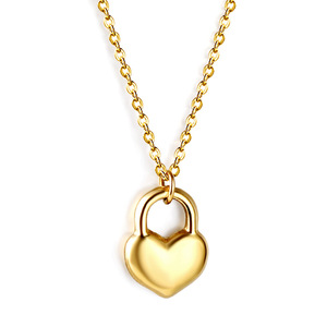 Collar de oro con forma de corazón para mujer, para uso diario, cadena de acero inoxidable, colgante, joyería. - Product Image 3