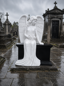 Lápida de Granito con Forma de Corazón para Cementerio, Estilo Americano Tradicional, Tallada en Piedra, con Diseño de Osito de Peluche - Product Image 6