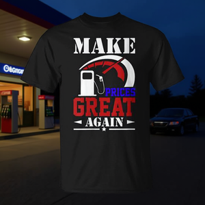 Camiseta Promocional para Hombre con Diseño de Indicador de Nivel de Aceite, Color Negro, Haz que los Precios Vuelvan a ser Increíbles - Product Image 3