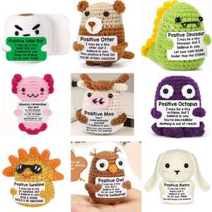 Muñecos de Ganchillo Hechos a Mano <span class=keywords><strong>con</strong></span> Lindos Personajes de <span class=keywords><strong>Dibujos</strong></span> <span class=keywords><strong>Animados</strong></span> para Pollitos, Terneros y Ranas, Adornos de Escritorio Tejidos a Mano - Product Image 1