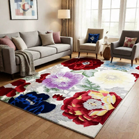 Tapis épais personnalisé 2026 à imprimé floral vintage avec envers antidérapant en caoutchouc pour salon et décoration intérieure