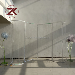 Arche de toile de fond ZKAI élégante en métal blanc avec perles acryliques et cristaux, éclairage LED suspendu, pour événements et mariages - Product Image 2