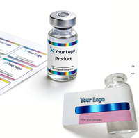 Emballage de flacons de 3 ml et 10 ml, flacons Pepti simples de 3 ml, étiquette holographique brillante et boîte en papier