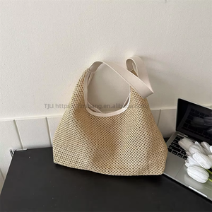 Summer New Popular Women's <b>ZIP</b> Closure Braided Straw Woven Shoulder <b>Tote</b> Bag Fashionable Stylish Seaside Travel Beach Tanjing - Product Image 4