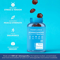 Gummies aux extraits de baies naturelles et d'ashwagandha, complément herbal avec vitamine D pour adultes, pour la détente et la relaxation