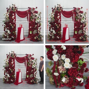 Customizable Wedding Floral Arrangement Open Double Arch Flower Horn Arch Artificial Flowers for Wedding Aisle Decor - Product Image 2