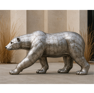 Escultura de Oso Plateado, Estatua de Oso Polar de Metal, Figura de Animal Caminando para Decoración de Jardín, Hogar, Patio y Paisaje - Product Image 6