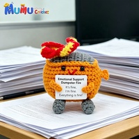 Vente en gros de poupées Amigurumi au crochet faites main personnalisées, motif 'Dumpster Fire', pour le soutien émotionnel, cadeau positif pour la décoration de bureau