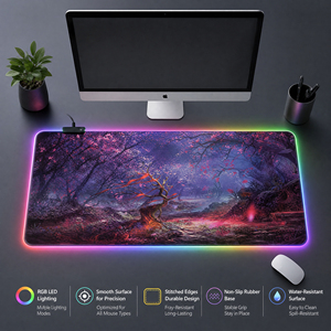 OEM Maßgefertigte RUIJING RGB LED Gaming-Schreibtischunterlage HH-RGB00183 15W Schnelles Kabelloses Laden Rutschfeste Typ-C Stoff-Mausunterlage 900x400mm - Product Image 4