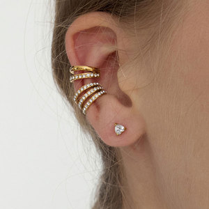 Fashion 316L Stainless Steel 14k 18k Pvd Gold Plated Fine Zircon Cuff <b>Earrings</b> Jewelry Non <b>Piercing</b> <b>Earrings</b> for Women - Product Image 1