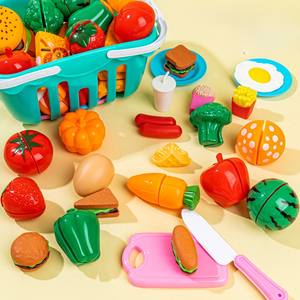 Set da Cucina Giocattolo in Plastica per Tagliare Frutta e Verdura, Cesto per Torte per Bambine Appassionate di Cucinare - Product Image 4