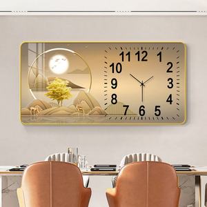 Horloge murale artistique en céramique haut de gamme, avec motifs Arbre de la prospérité doré, Clair de lune et Système de guérison Cerf marin - Product Image 1