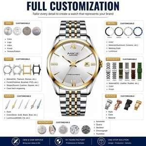 Low MOQ Custom Logo <b>Calendar</b> Minimalist Mechanical wristwatch 50M Waterproof Sapphire Crystal Luxury Automatic Watches Miyota - Product Image 2
