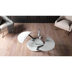 Moderner ausziehbarer Couch tisch mit Kristallglas-oder Keramik platte und verchromtem oder lackiertem Stahlrahmen für das Wohnzimmer - Product Image 4