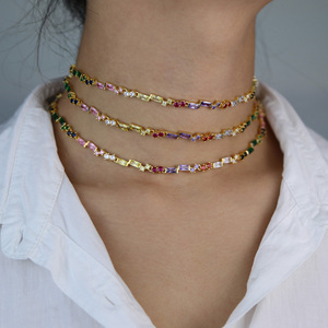 Collier ras de cou rectangulaire en CZ arc-en-ciel, nouveau pour l'été <span class=keywords><strong>2022</strong></span>, pour femmes - Product Image 6